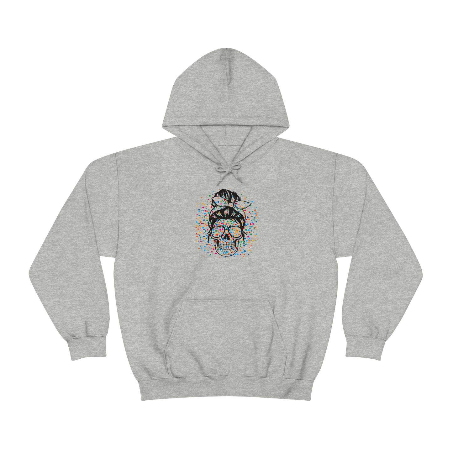 Colorful Sassy Skull Hooded Sweatshirt; Colorful Girlie Skull Hoodie