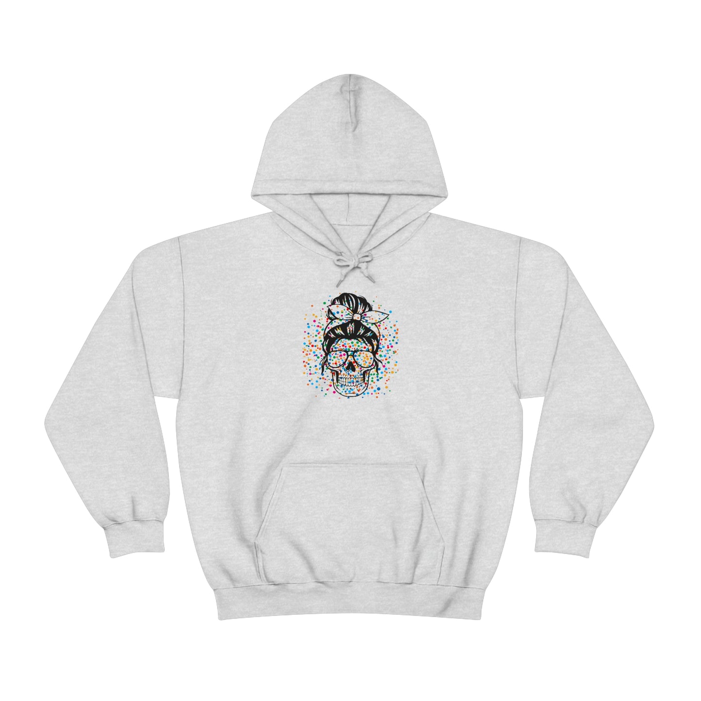 Colorful Sassy Skull Hooded Sweatshirt; Colorful Girlie Skull Hoodie