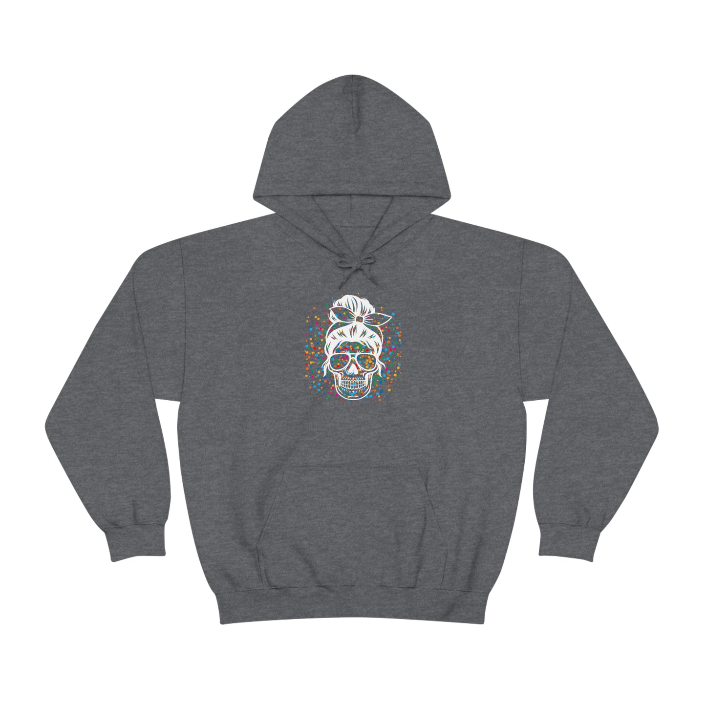 Colorful Sassy Skull Hooded Sweatshirt; Colorful Girlie Skull Hoodie
