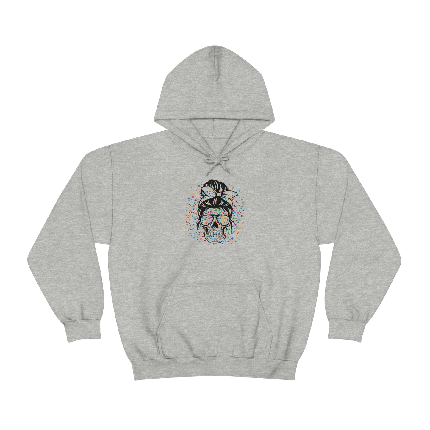 Colorful Sassy Skull Hooded Sweatshirt; Colorful Girlie Skull Hoodie