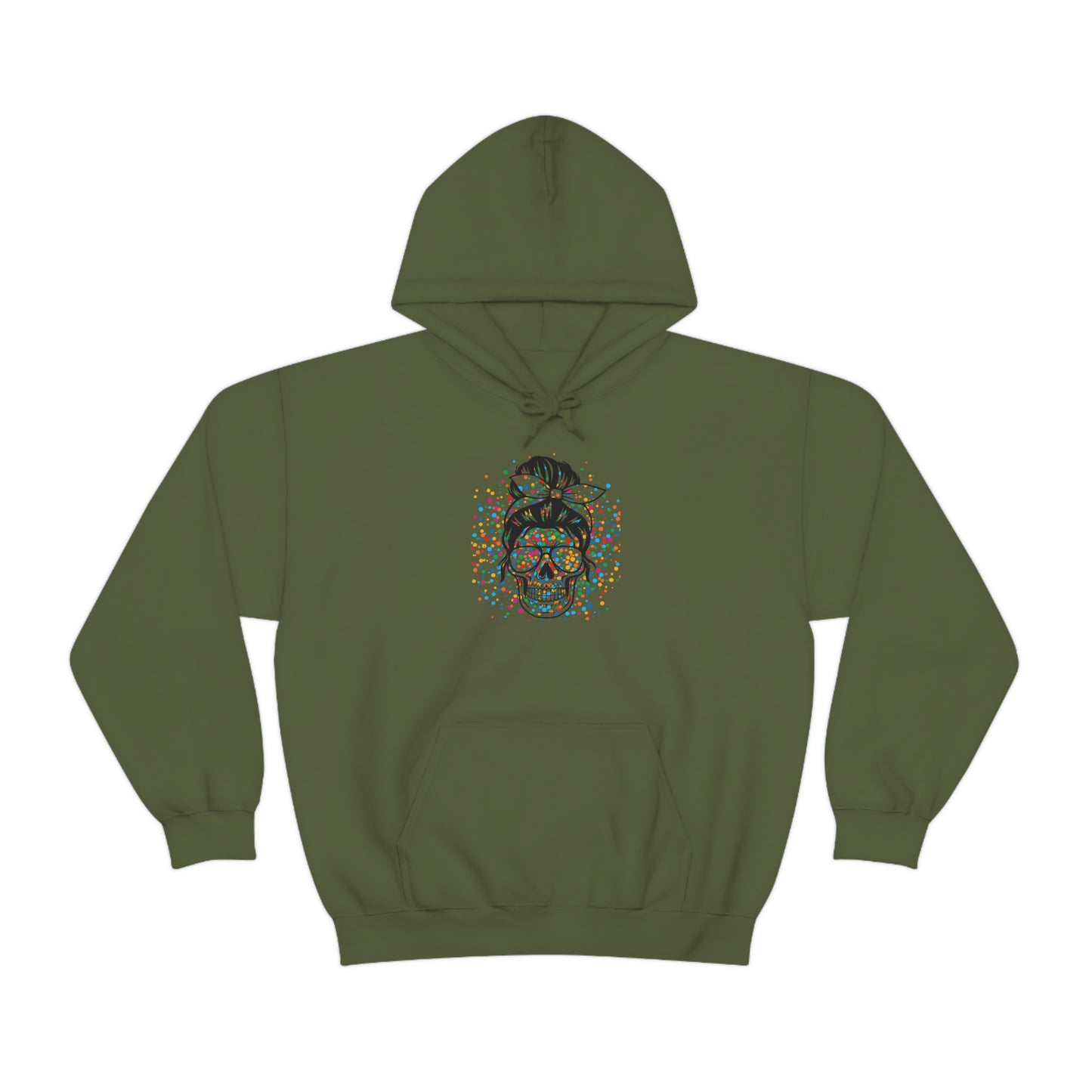 Colorful Sassy Skull Hooded Sweatshirt; Colorful Girlie Skull Hoodie