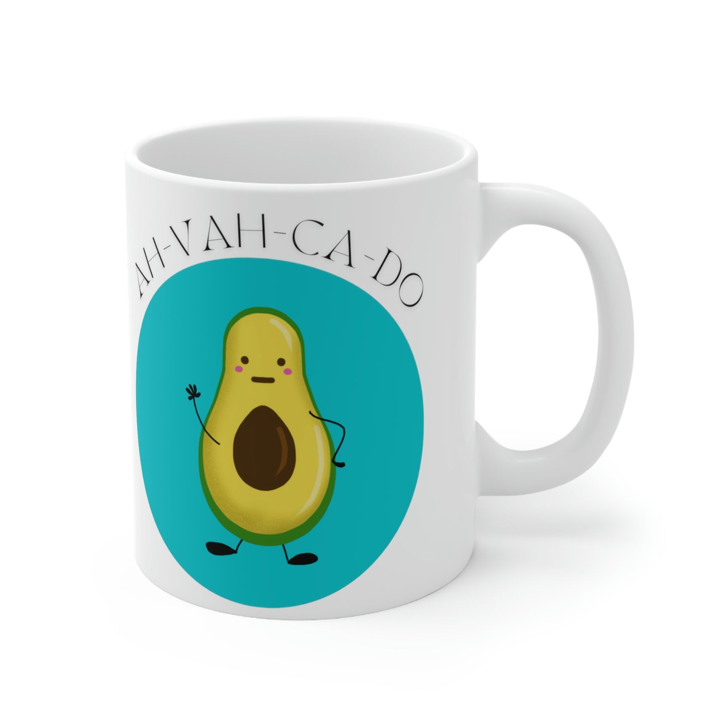 Ah-Vah-Ca-Do Meditating Avocado Mug; 11oz Ceramic Coffee Cup