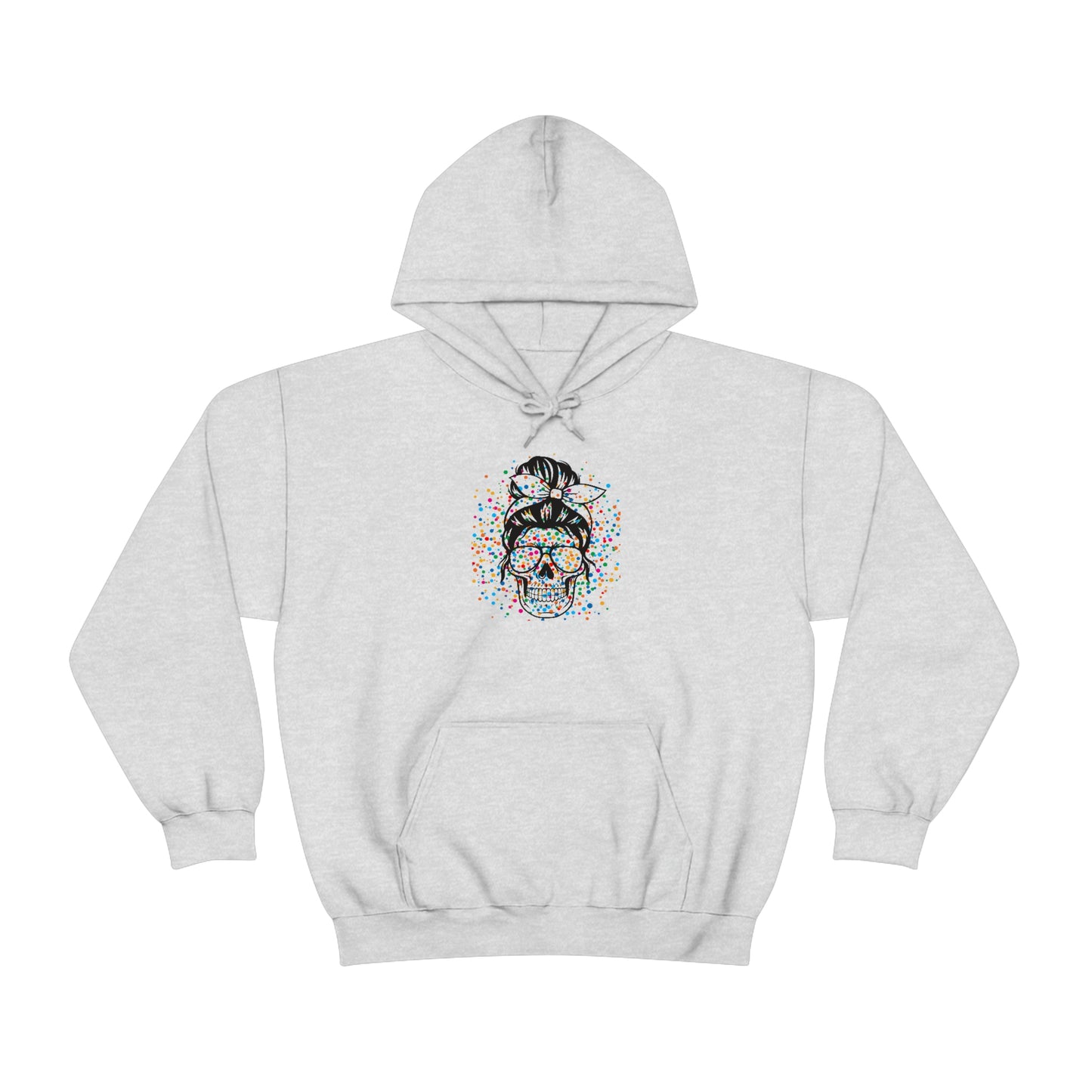 Colorful Sassy Skull Hooded Sweatshirt; Colorful Girlie Skull Hoodie