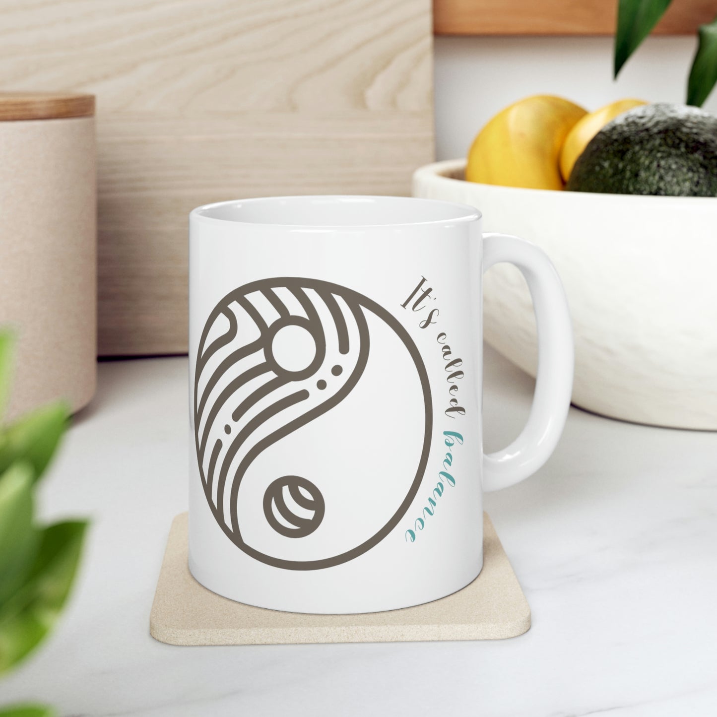 I Run on Coffee, Meditation, and Cuss Words, It's Called Balance Mug; 11oz Ceramic Coffee Cup