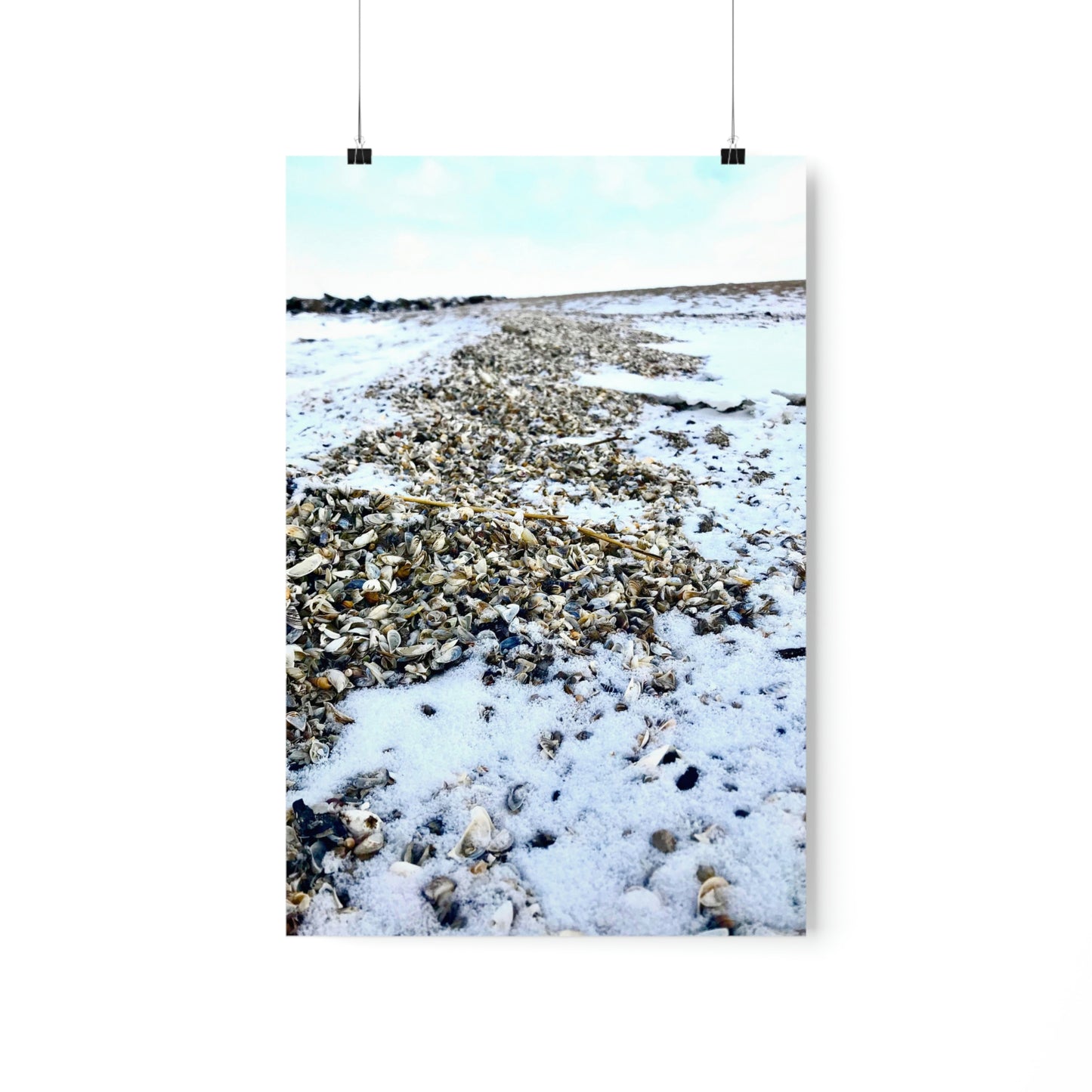 Snowy Shore Premium Matte Poster, Nature Photography Poster