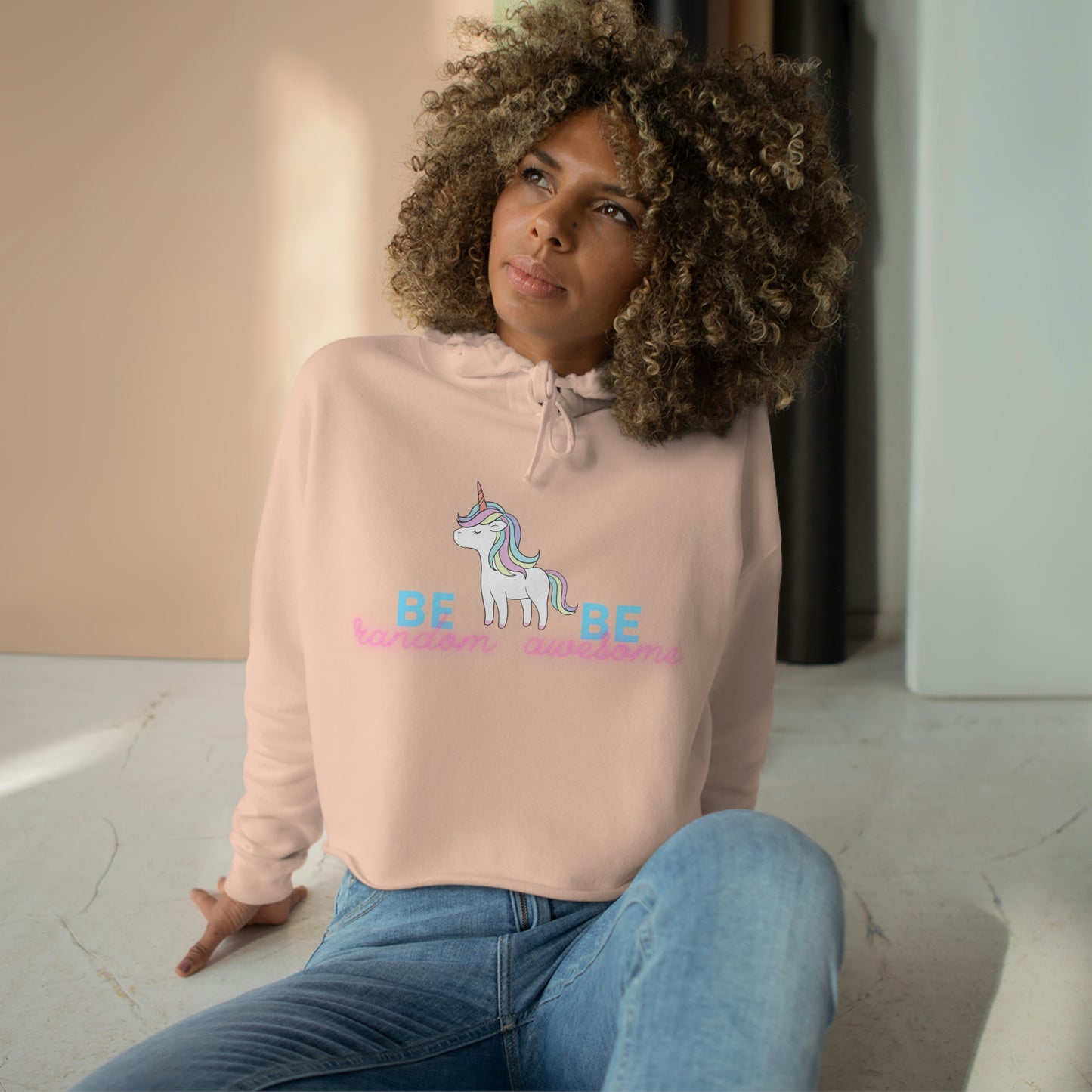 Be Awesome, Be Random Unicorn Crop Hoodie