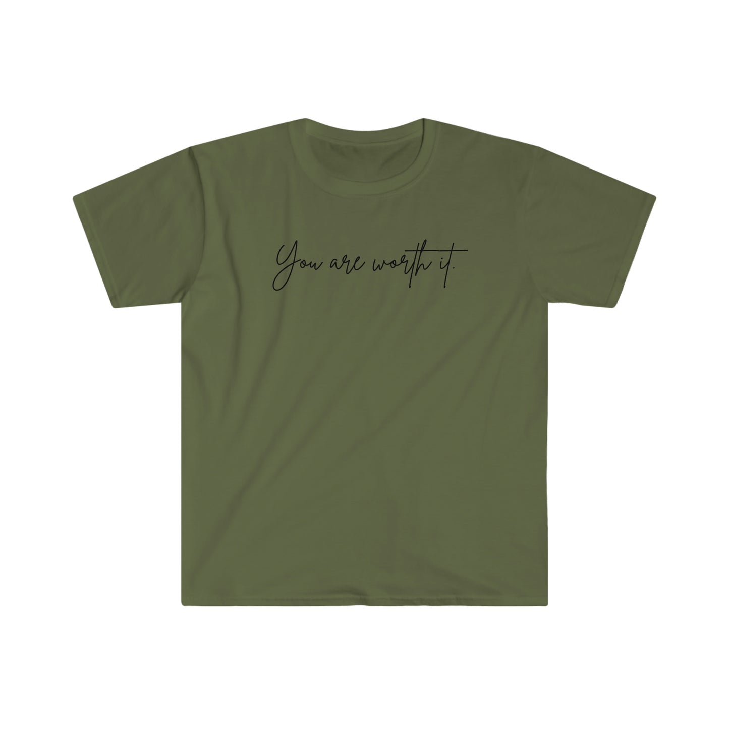 You are worth it T-Shirt; Cursive Text Unisex Softstyle T-Shirt