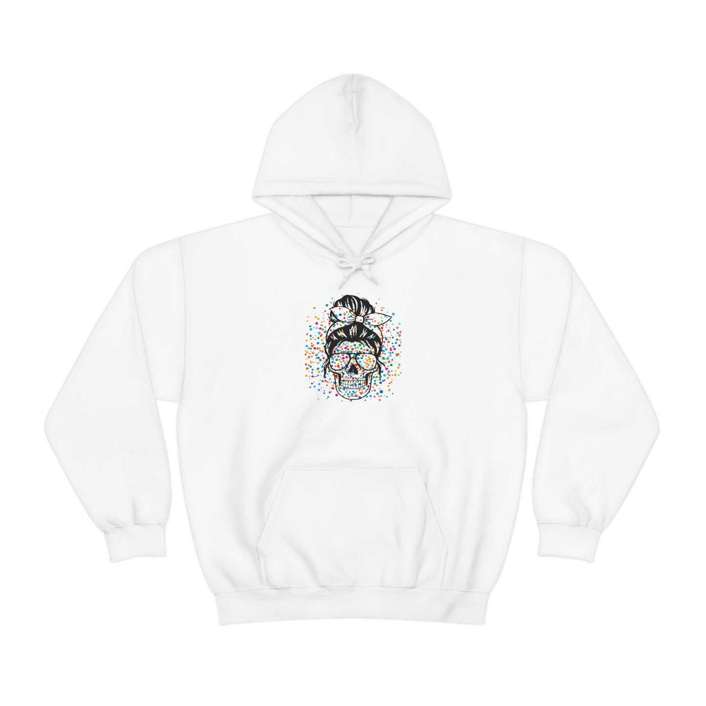 Colorful Sassy Skull Hooded Sweatshirt; Colorful Girlie Skull Hoodie