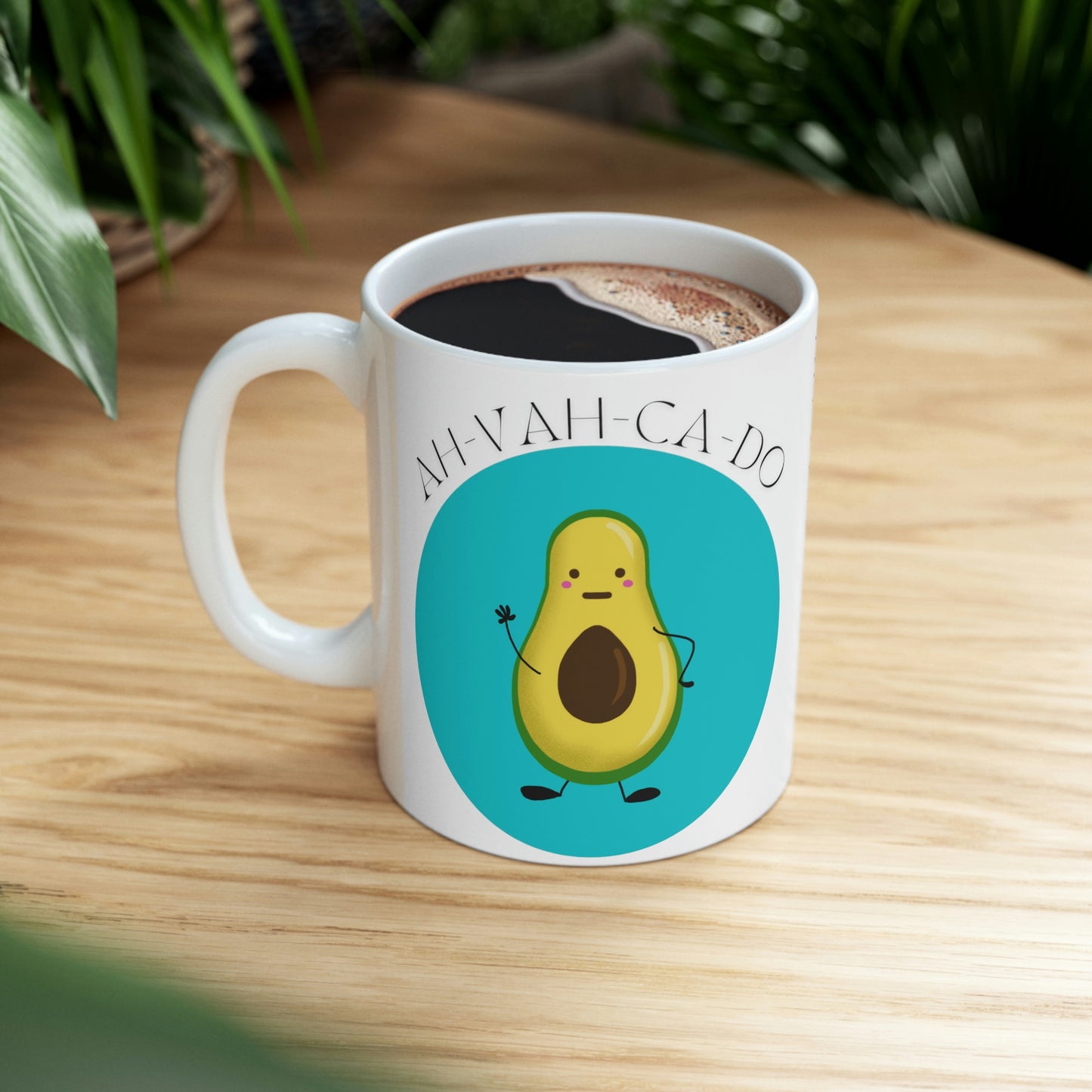 Ah-Vah-Ca-Do Meditating Avocado Mug; 11oz Ceramic Coffee Cup