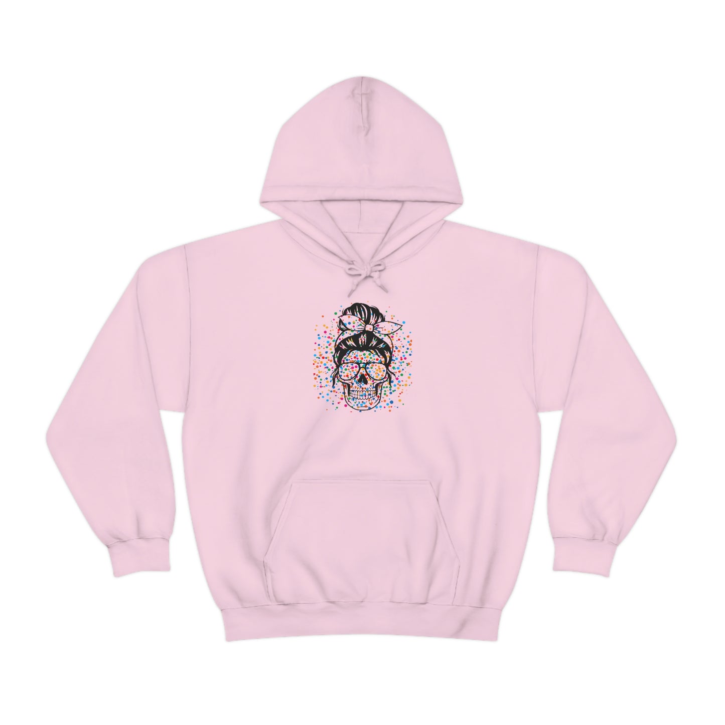 Colorful Sassy Skull Hooded Sweatshirt; Colorful Girlie Skull Hoodie