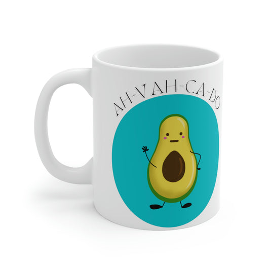 Ah-Vah-Ca-Do Meditating Avocado Mug; 11oz Ceramic Coffee Cup