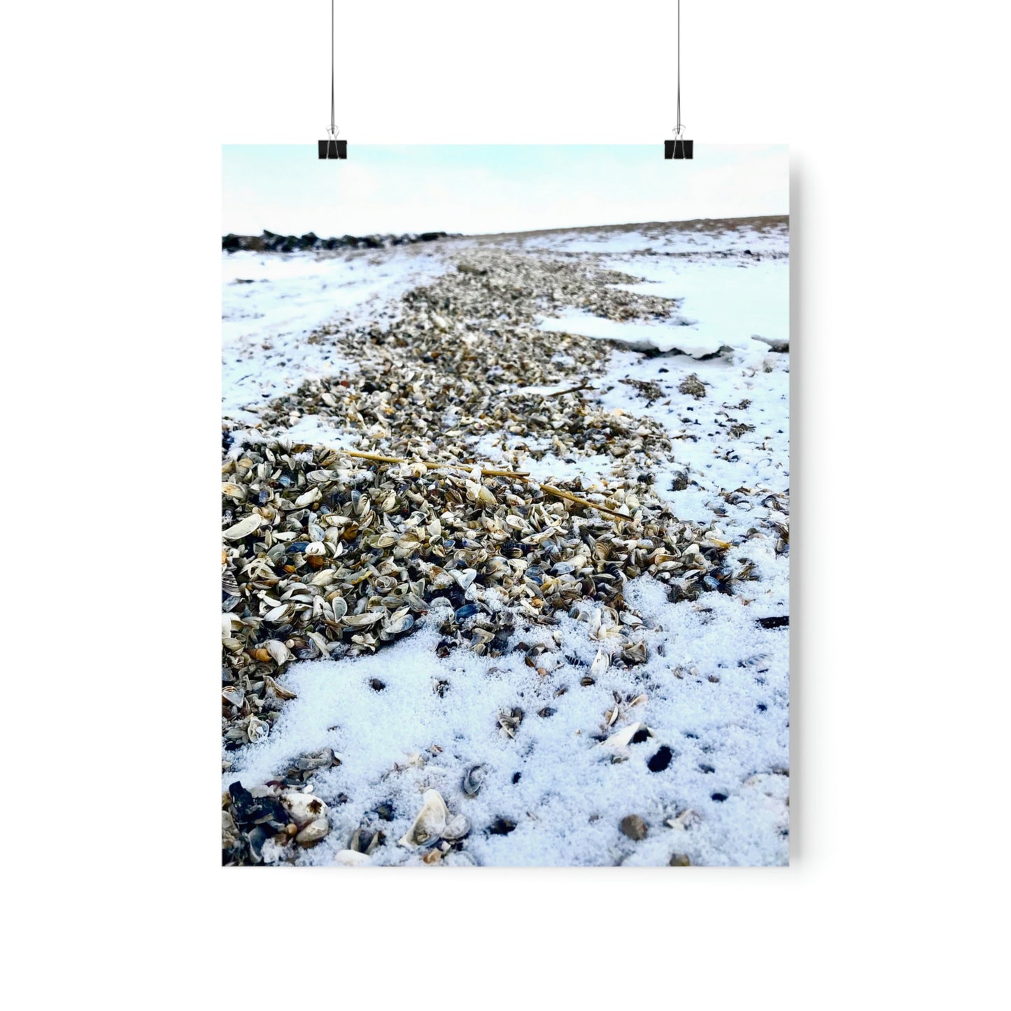 Snowy Shore Premium Matte Poster, Nature Photography Poster