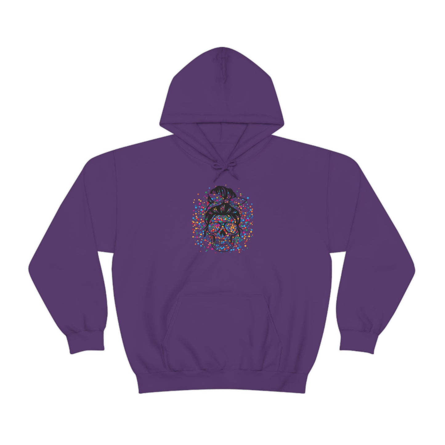 Colorful Sassy Skull Hooded Sweatshirt; Colorful Girlie Skull Hoodie