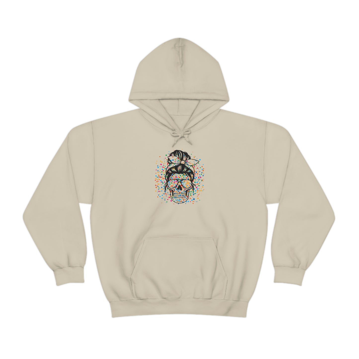 Colorful Sassy Skull Hooded Sweatshirt; Colorful Girlie Skull Hoodie