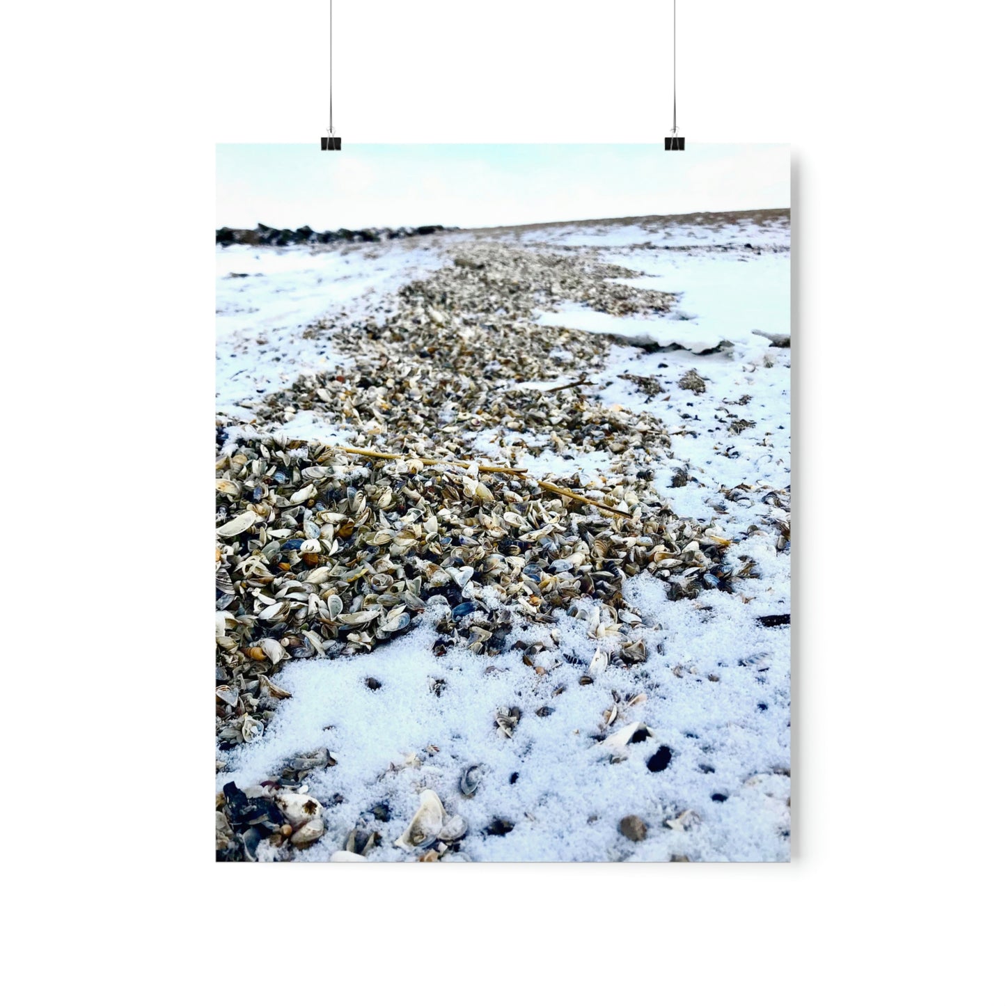 Snowy Shore Premium Matte Poster, Nature Photography Poster